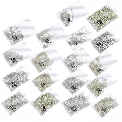 1440Pcs Glitter Rhinestones Crystal Flat Clear Bottom Glass Nail Art Nail Drill - Clear Crystal SS20 VXN Beauty