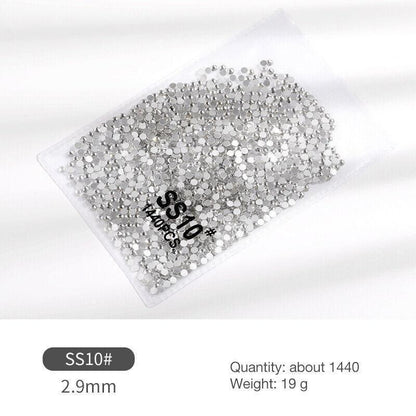1440Pcs Glitter Rhinestones Crystal Flat Clear Bottom Glass Nail Art Nail Drill - Clear Crystal SS6 VXN Beauty