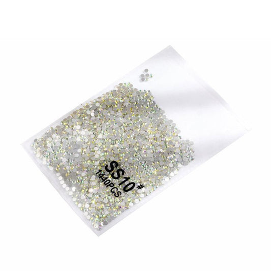 1440Pcs Glitter Rhinestones Crystal Flat Clear Bottom Glass Nail Art Nail Drill - Coloured Crystal-SS10 VXN Beauty