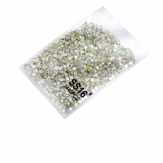 1440Pcs Glitter Rhinestones Crystal Flat Clear Bottom Glass Nail Art Nail Drill - Coloured Crystal-SS16 VXN Beauty