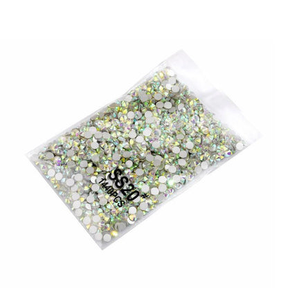 1440Pcs Glitter Rhinestones Crystal Flat Clear Bottom Glass Nail Art Nail Drill - Coloured Crystal-SS20 VXN Beauty