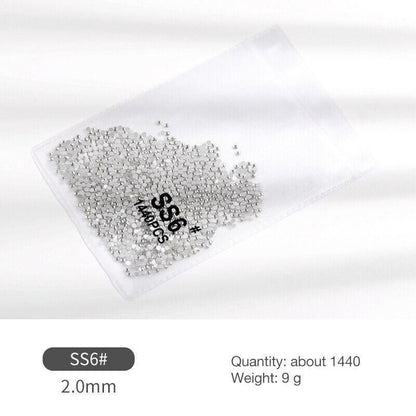 1440Pcs Glitter Rhinestones Crystal Flat Clear Bottom Glass Nail Art Nail Drill - Coloured Crystal-SS4 VXN Beauty