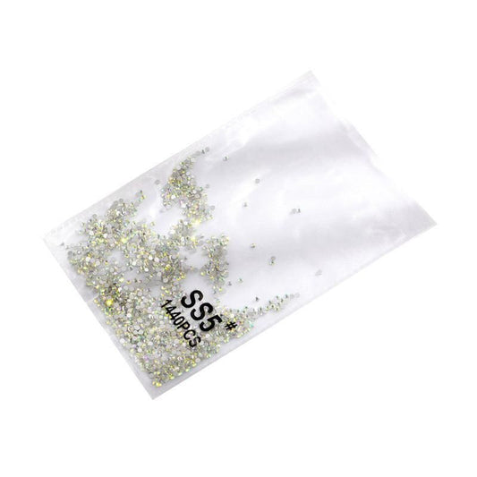 1440Pcs Glitter Rhinestones Crystal Flat Clear Bottom Glass Nail Art Nail Drill - Coloured Crystal-SS5 VXN Beauty