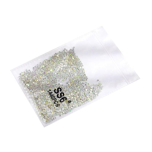 1440Pcs Glitter Rhinestones Crystal Flat Clear Bottom Glass Nail Art Nail Drill - Coloured Crystal-SS6 VXN Beauty