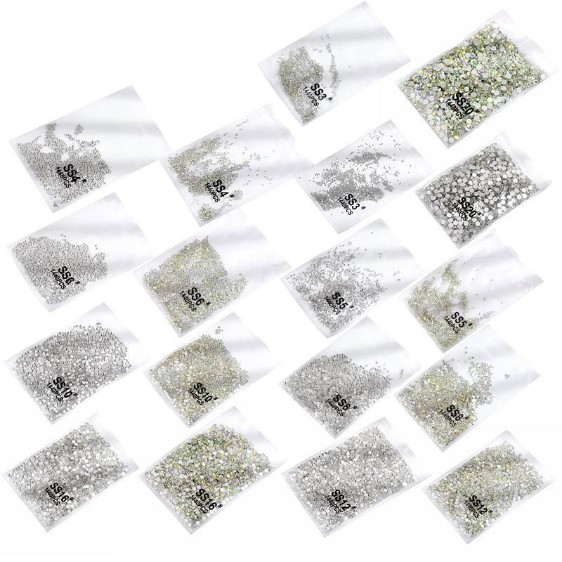 1440Pcs Glitter Rhinestones Crystal Flat Clear Bottom Glass Nail Art Nail Drill - Coloured Crystal-SS6 VXN Beauty