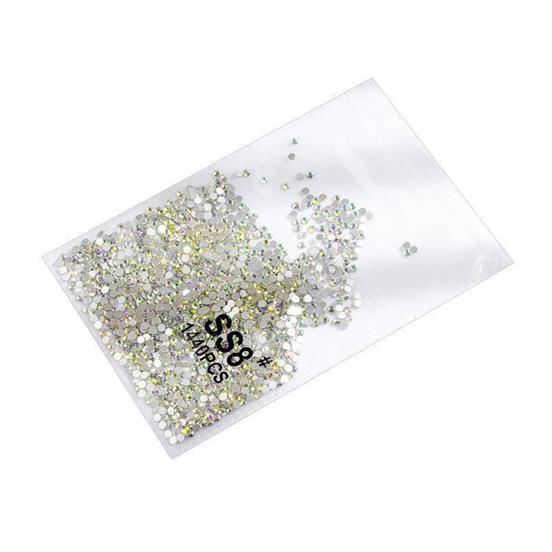 1440Pcs Glitter Rhinestones Crystal Flat Clear Bottom Glass Nail Art Nail Drill - Coloured Crystal-SS8 VXN Beauty