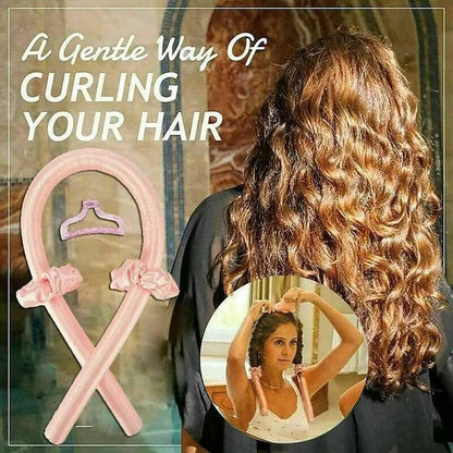 Heatless Curling Rod Headband Silk Curling Ribbon Hair Roller Lazy Curler Sets - 3Pcs/Set A (Pink，No Clip) VXN Beauty