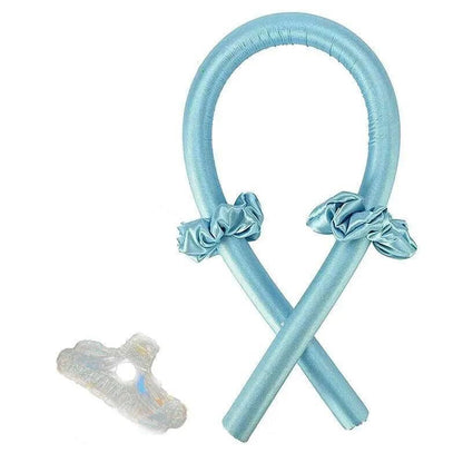 Heatless Curling Rod Headband Silk Curling Ribbon Hair Roller Lazy Curler Sets - 4Pcs/Set B (Blue，With Clip) VXN Beauty