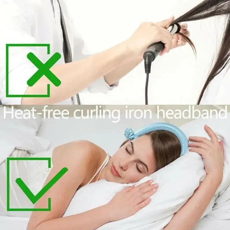 Heatless Curling Rod Headband Silk Curling Ribbon Hair Roller Lazy Curler Sets - 4Pcs/Set B (Beige，With Clip) VXN Beauty