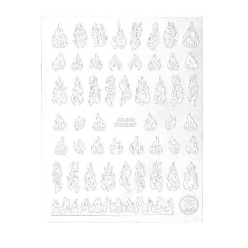 3D Flame Nail Stickers Fire Design Manicure Decals Self Adhesive Nail Art Sheet - White VXN Beauty