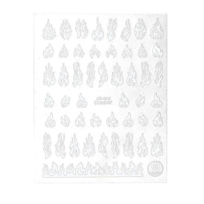 3D Flame Nail Stickers Fire Design Manicure Decals Self Adhesive Nail Art Sheet - White VXN Beauty