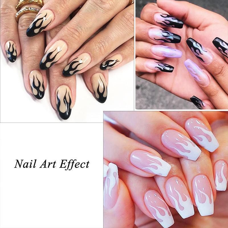 3D Flame Nail Stickers Fire Design Manicure Decals Self Adhesive Nail Art Sheet - White VXN Beauty