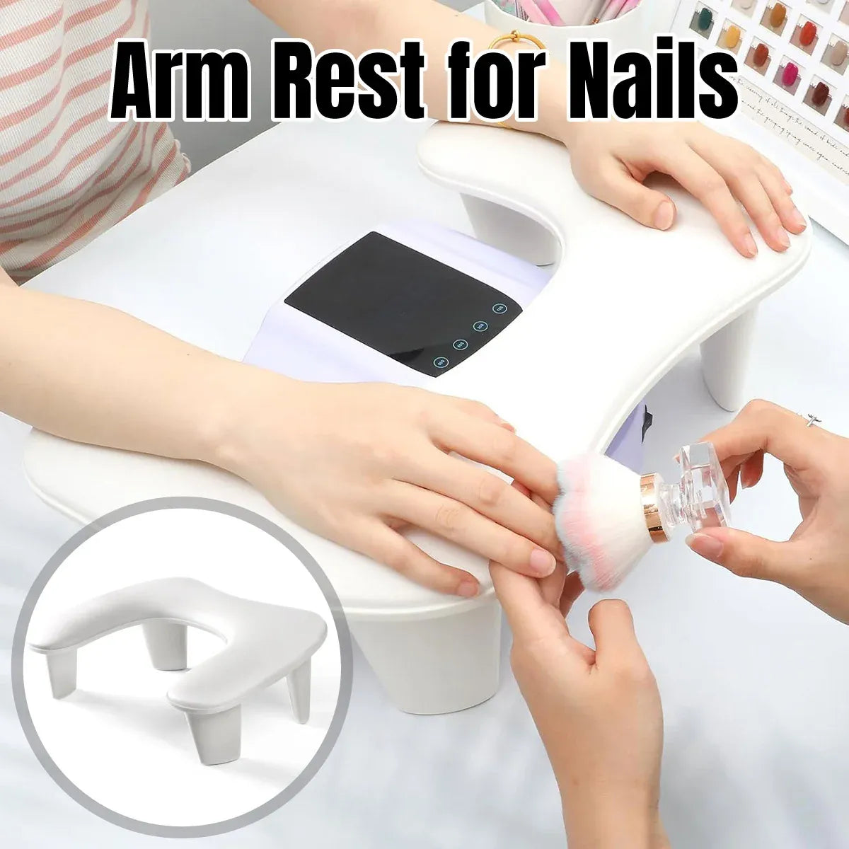 Manicure Hand Rest PU Leather Nail Arm Cushion Portable Tilting Detachable Pad VXN Beauty