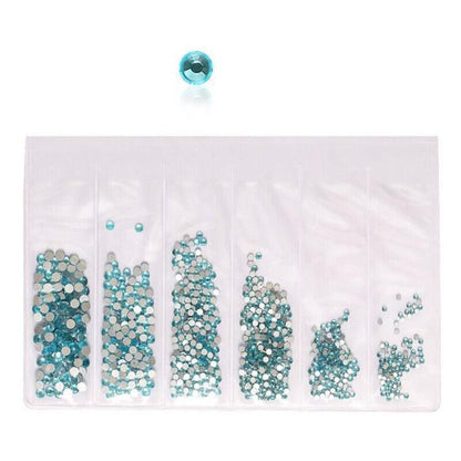 1440Pcs Glitter Rhinestones Crystal Clear Flat Bottom Glass Nail Art Nail Drill - Lake Blue VXN Beauty