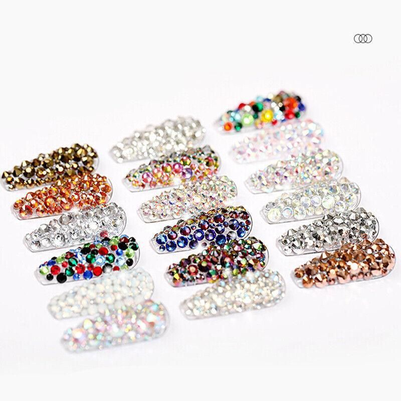 1440Pcs Glitter Rhinestones Crystal Clear Flat Bottom Glass Nail Art Nail Drill - Lake Blue VXN Beauty