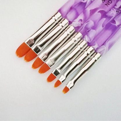 7Pcs Round Head Uv Gel Nail Acrylic Brush Hair Size No.2-14 Good For Starter Pen VXN Beauty