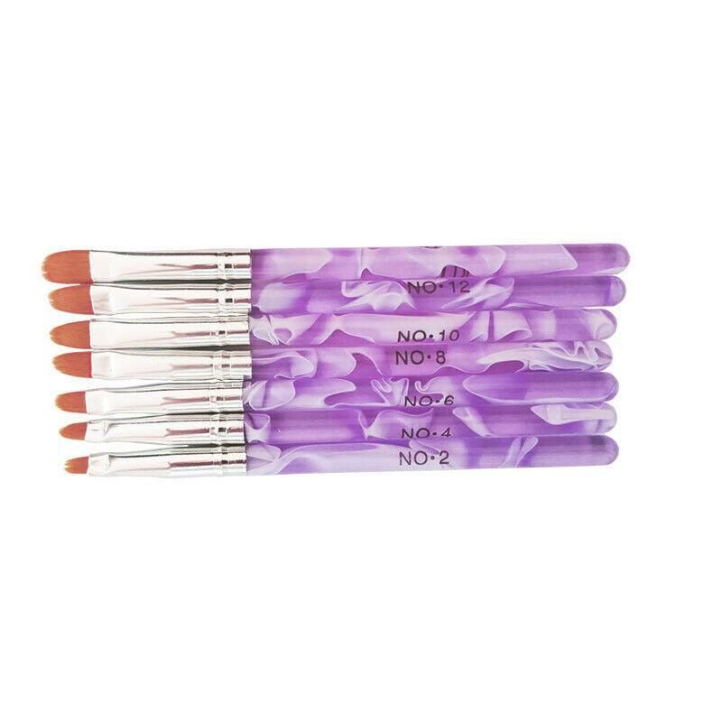 7Pcs Round Head Uv Gel Nail Acrylic Brush Hair Size No.2-14 Good For Starter Pen VXN Beauty