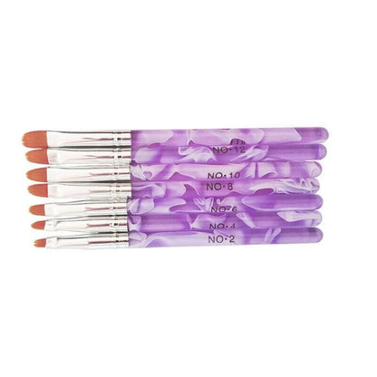7Pcs Round Head Uv Gel Nail Acrylic Brush Hair Size No.2-14 Good For Starter Pen VXN Beauty