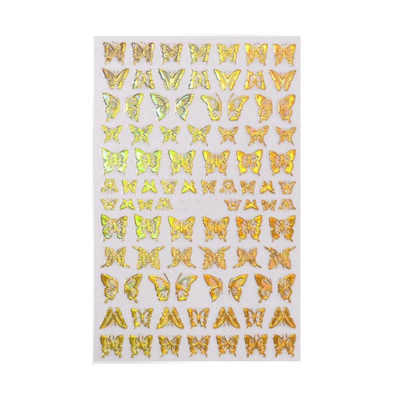 3D Nail Butterfly Design Sticker Decor Decal Holographic Laser Nail Art Sticker - Gold L-03 VXN Beauty