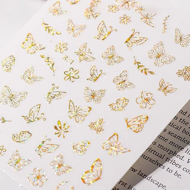 3D Nail Butterfly Design Sticker Decor Decal Holographic Laser Nail Art Sticker - Silver L-01 VXN Beauty