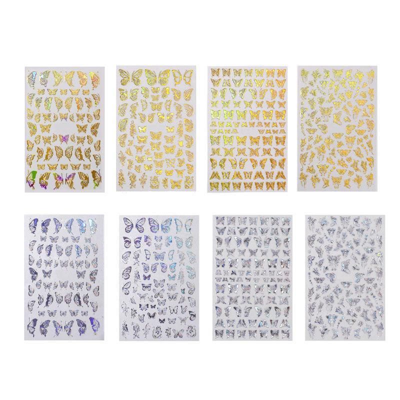 3D Nail Butterfly Design Sticker Decor Decal Holographic Laser Nail Art Sticker - Silver L-02 VXN Beauty