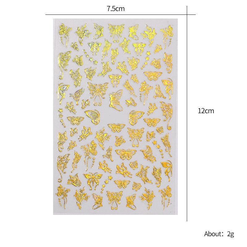 3D Nail Butterfly Design Sticker Decor Decal Holographic Laser Nail Art Sticker - Silver L-02 VXN Beauty