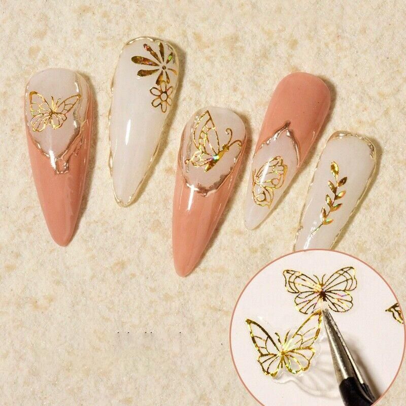 3D Nail Butterfly Design Sticker Decor Decal Holographic Laser Nail Art Sticker - Silver L-02 VXN Beauty