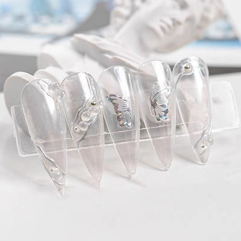 3D Nail Butterfly Design Sticker Decor Decal Holographic Laser Nail Art Sticker - Silver L-02 VXN Beauty
