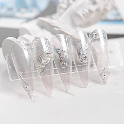 3D Nail Butterfly Design Sticker Decor Decal Holographic Laser Nail Art Sticker - Silver L-02 VXN Beauty