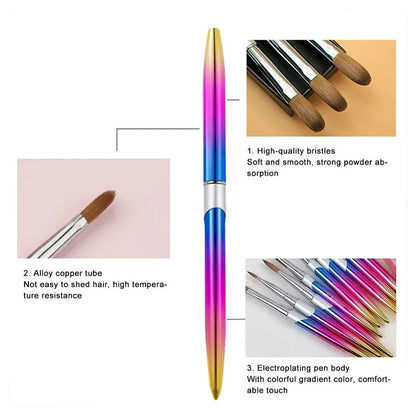 Kolinsky Acrylic Nail Art Brush Manicure Powder Professional Tools Size 2-18 - 4#