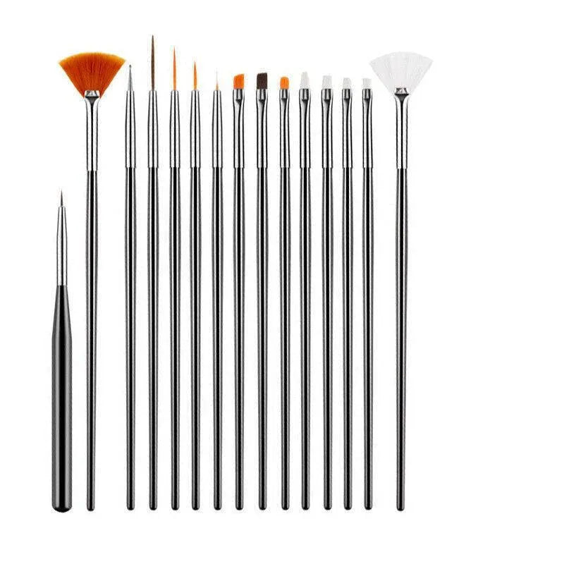 Nail Art Design Brushes Dotting Pen Tool Set Painting Uv Gel Drawing Brush 15Pcs - Black VXN Beauty