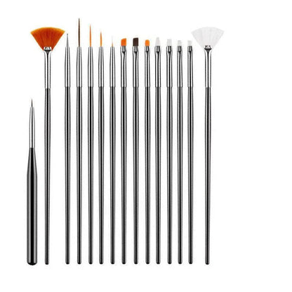 Nail Art Design Brushes Dotting Pen Tool Set Painting Uv Gel Drawing Brush 15Pcs - Black VXN Beauty