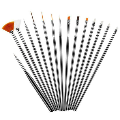 Nail Art Design Brushes Dotting Pen Tool Set Painting Uv Gel Drawing Brush 15Pcs - Black VXN Beauty