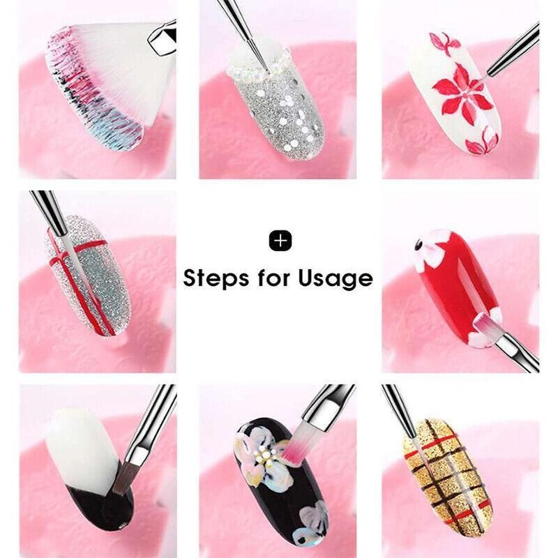 Nail Art Design Brushes Dotting Pen Tool Set Painting Uv Gel Drawing Brush 15Pcs - Black VXN Beauty