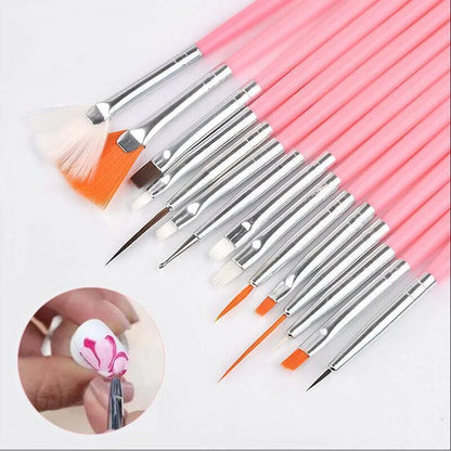Nail Art Design Brushes Dotting Pen Tool Set Painting Uv Gel Drawing Brush 15Pcs - Black VXN Beauty