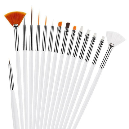 Nail Art Design Brushes Dotting Pen Tool Set Painting Uv Gel Drawing Brush 15Pcs - Pink VXN Beauty
