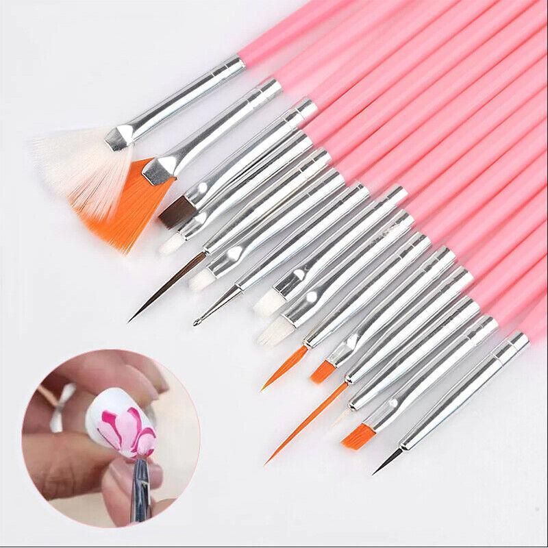 Nail Art Design Brushes Dotting Pen Tool Set Painting Uv Gel Drawing Brush 15Pcs - Pink VXN Beauty