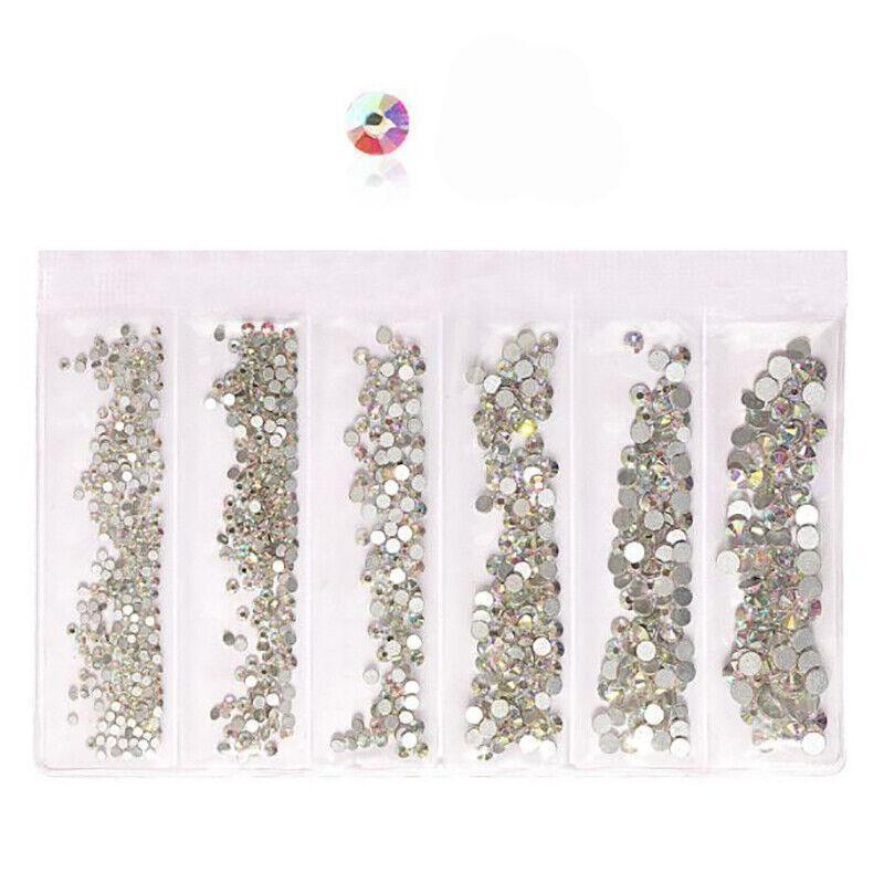 1440Pcs Glitter Rhinestones Crystal Clear Flat Bottom Glass Nail Art Nail Drill - AB VXN Beauty