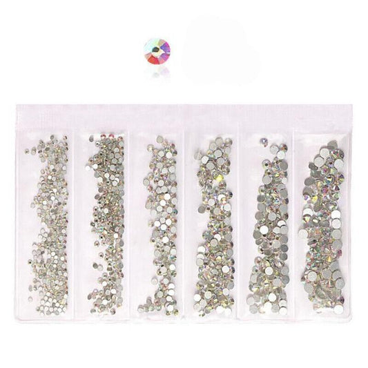 1440Pcs Glitter Rhinestones Crystal Clear Flat Bottom Glass Nail Art Nail Drill - AB VXN Beauty