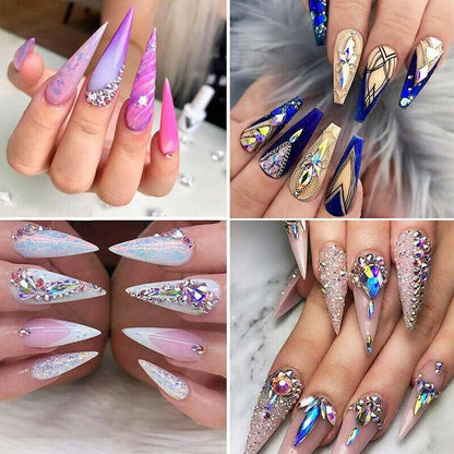 1440Pcs Glitter Rhinestones Crystal Clear Flat Bottom Glass Nail Art Nail Drill - Aurora VXN Beauty