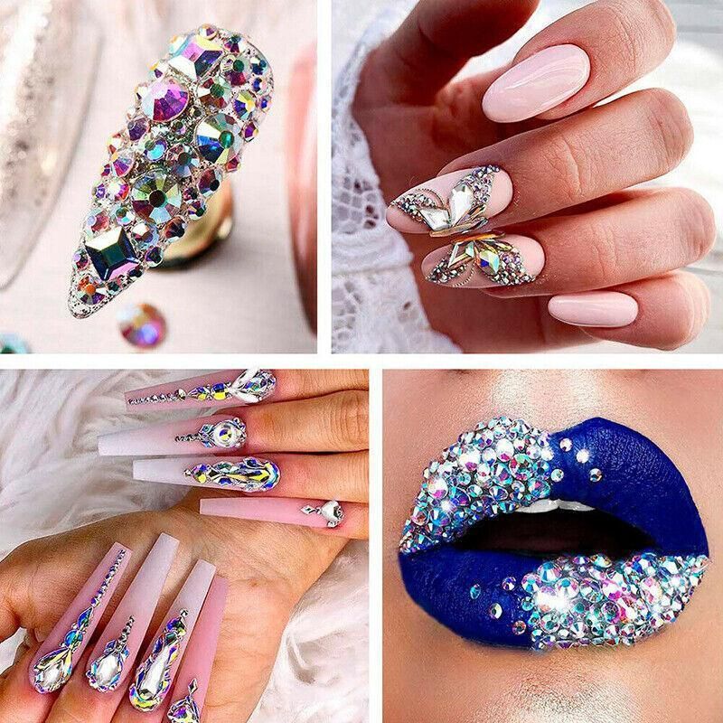 1440Pcs Glitter Rhinestones Crystal Clear Flat Bottom Glass Nail Art Nail Drill - Aurora VXN Beauty