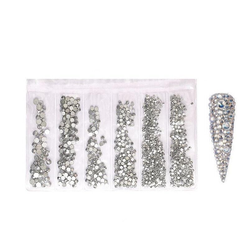 1440Pcs Glitter Rhinestones Crystal Clear Flat Bottom Glass Nail Art Nail Drill - Aurora VXN Beauty
