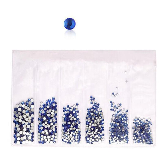 1440Pcs Glitter Rhinestones Crystal Clear Flat Bottom Glass Nail Art Nail Drill - Blue VXN Beauty
