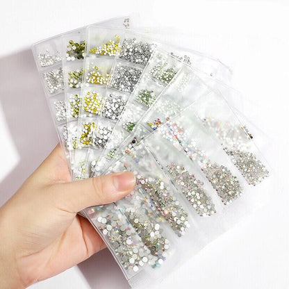 1440Pcs Glitter Rhinestones Crystal Clear Flat Bottom Glass Nail Art Nail Drill - Blue VXN Beauty