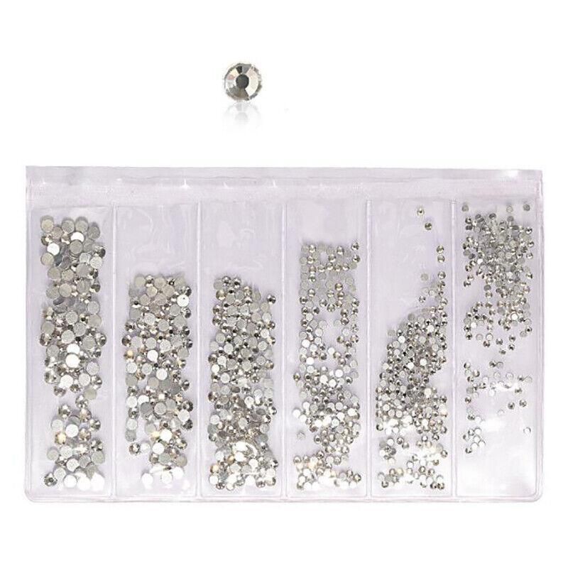 1440Pcs Glitter Rhinestones Crystal Clear Flat Bottom Glass Nail Art Nail Drill - Clear VXN Beauty