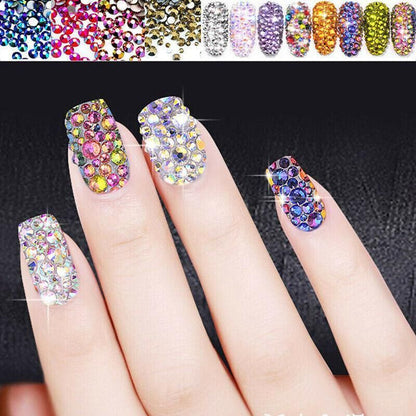 1440Pcs Glitter Rhinestones Crystal Clear Flat Bottom Glass Nail Art Nail Drill - Clear VXN Beauty