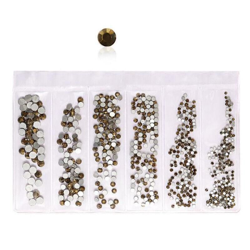 1440Pcs Glitter Rhinestones Crystal Clear Flat Bottom Glass Nail Art Nail Drill - Coffee VXN Beauty