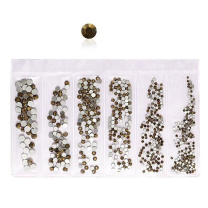 1440Pcs Glitter Rhinestones Crystal Clear Flat Bottom Glass Nail Art Nail Drill - Coffee VXN Beauty