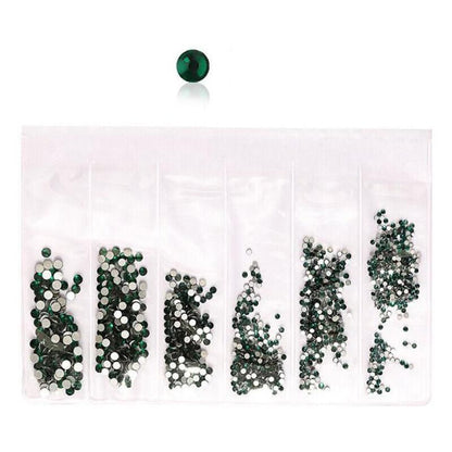 1440Pcs Glitter Rhinestones Crystal Clear Flat Bottom Glass Nail Art Nail Drill - Dark Green VXN Beauty