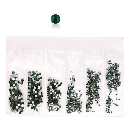 1440Pcs Glitter Rhinestones Crystal Clear Flat Bottom Glass Nail Art Nail Drill - Dark Green VXN Beauty